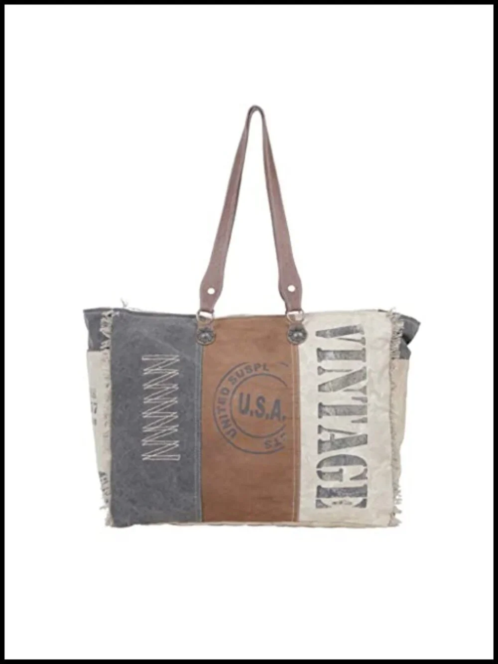 Canvas Weekender Bag with Leather Strap - Handcrafted Satchel Shoulder Bag
